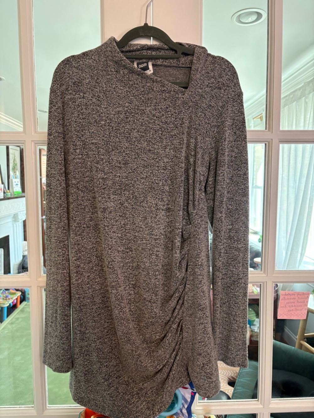 Nom maternity Gray Ruched Long Sleeve Tunic Sweater xl